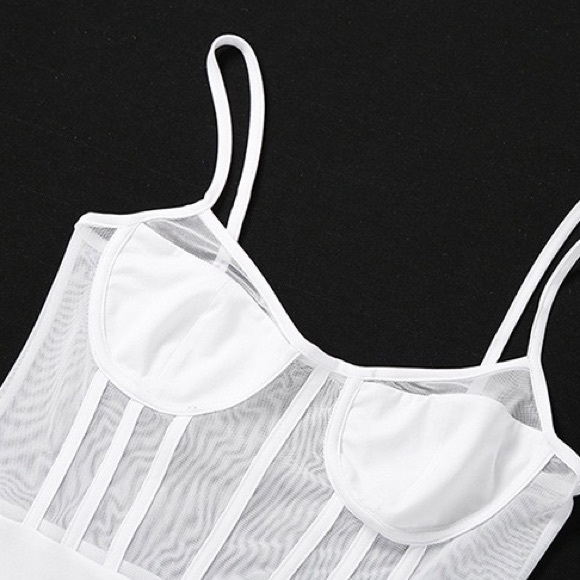 Woman adult sheer crop top- white - Picture 4 of 8